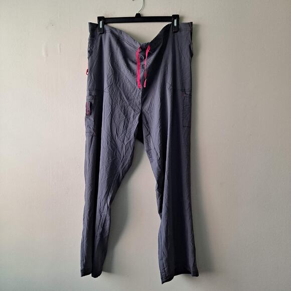 Carhatt Mens Gray Pink Elastic Waist Pull On Cargo RIP STEP SCRUB Pants Size3XL - Picture 7 of 16
